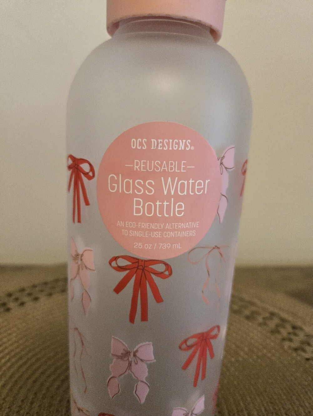 NWT OCS Design Glass Bow Waterbottle